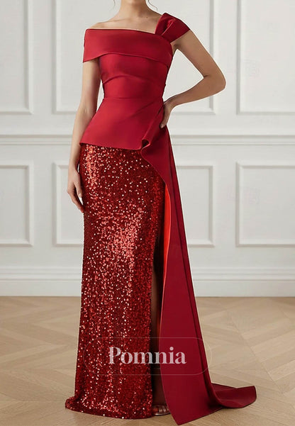 Column Sweep Brush Train Evening Gown Ball Gown with Overskirt