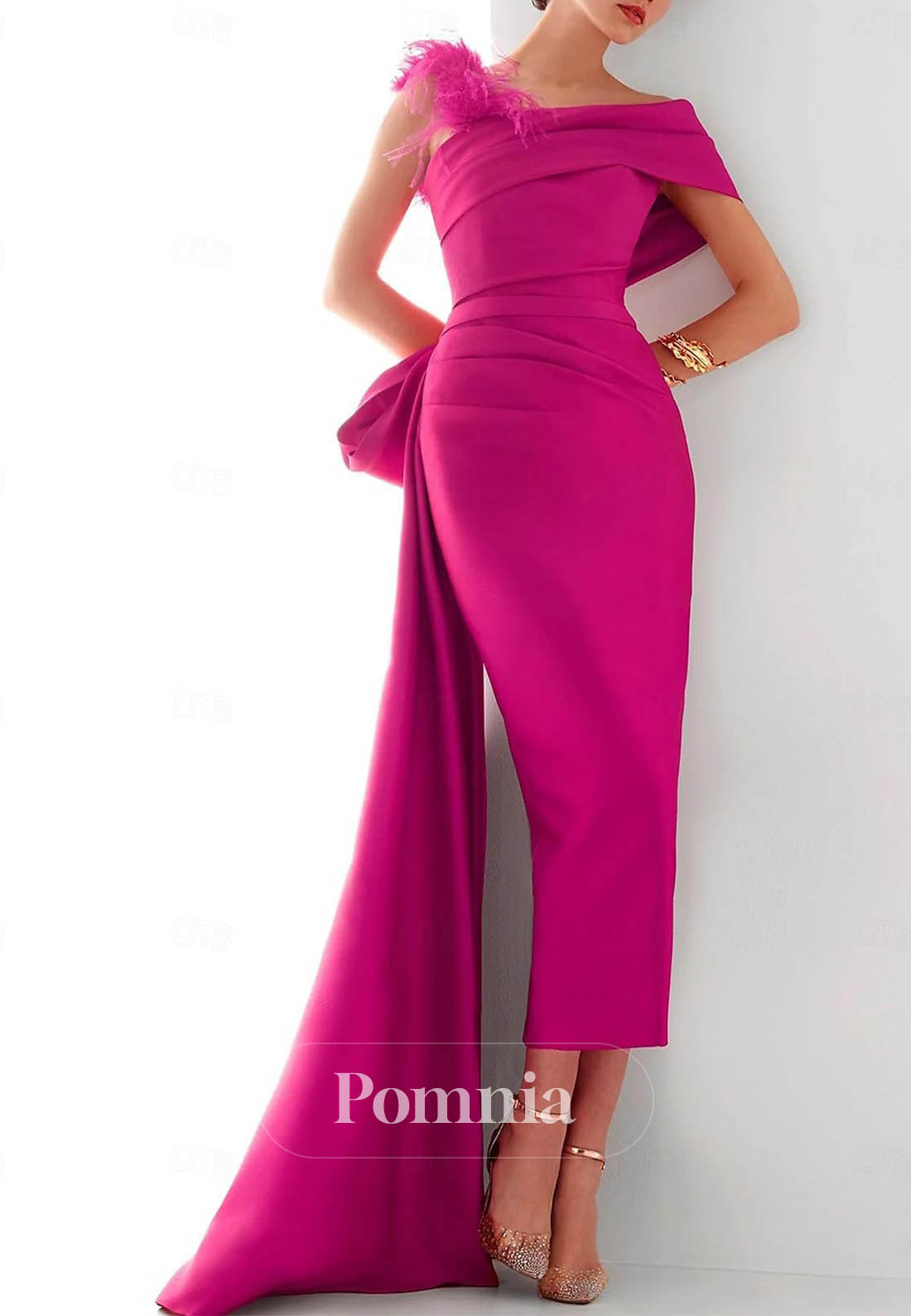 Column Sweep Brush Train Evening Gown Ball Gown with Overskirt