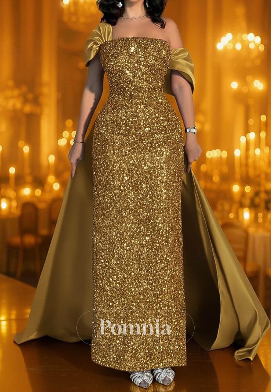 Off Shoulder Formal Wedding Stretch Satin with Ruched