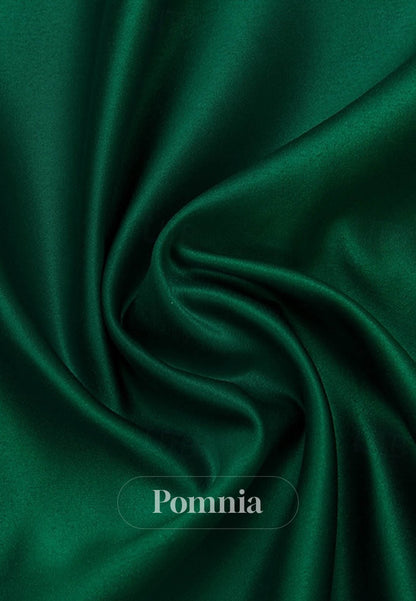 A-Line Floor Length Evening Gown Satin Sequined with Glitter Pleats Pocket