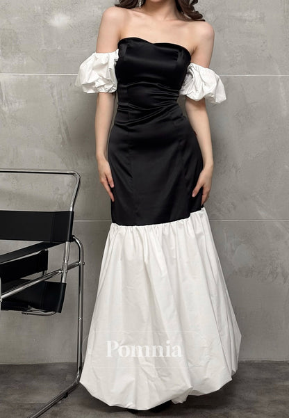 Simple A-Line Off-Shoulder Short Sleeves Prom Dress