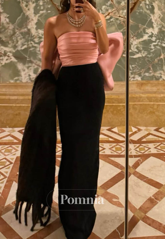 Simple A-Line Sleeveless Strapless Bowknot Prom Dress