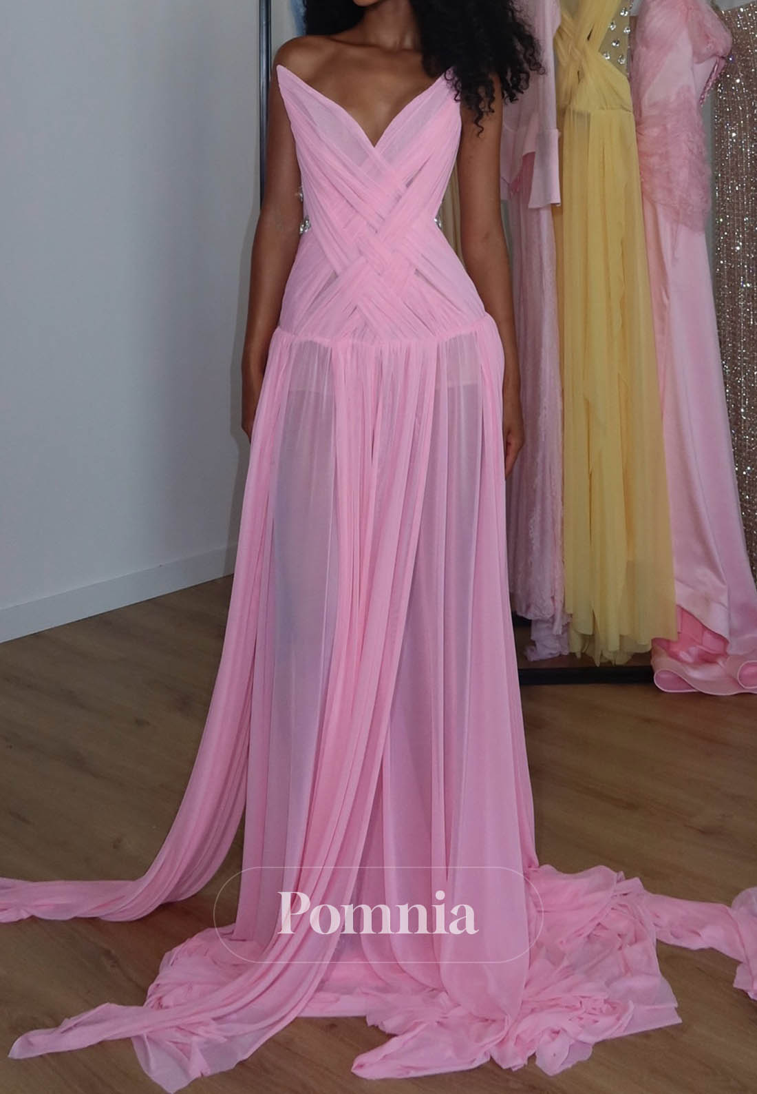 Simple A-Line Sleeveless Strapless Empire-Waist Prom Dress