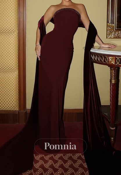 Simple A-Line Strapless Sleeveless Sequins Evening Dress