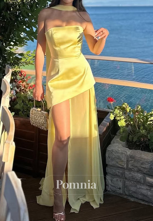 Simple Daffodil Sleeveless Strapless A-Line Prom Dress