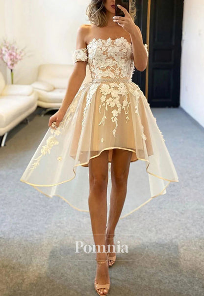 Simple Floral Appliques Sleeveless Short Homecoming Dress