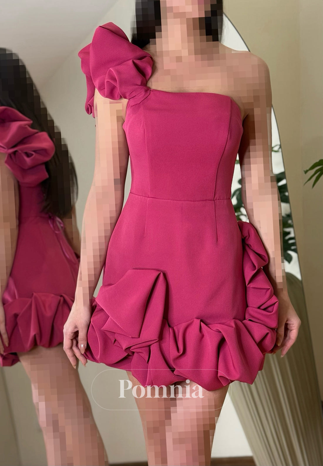 Simple One Shoulder Sleeveless Appliques Short Homecoming Dress