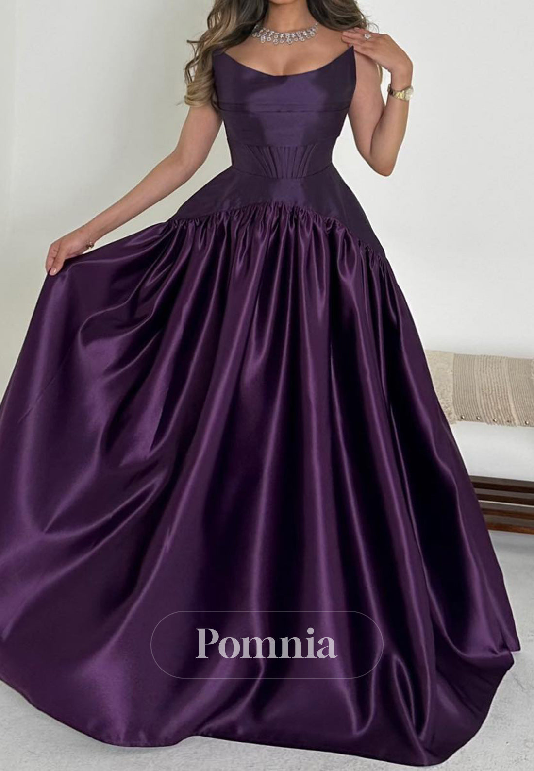 Simple Raspberry Sleeveless Scoop A-Line Evening Dress