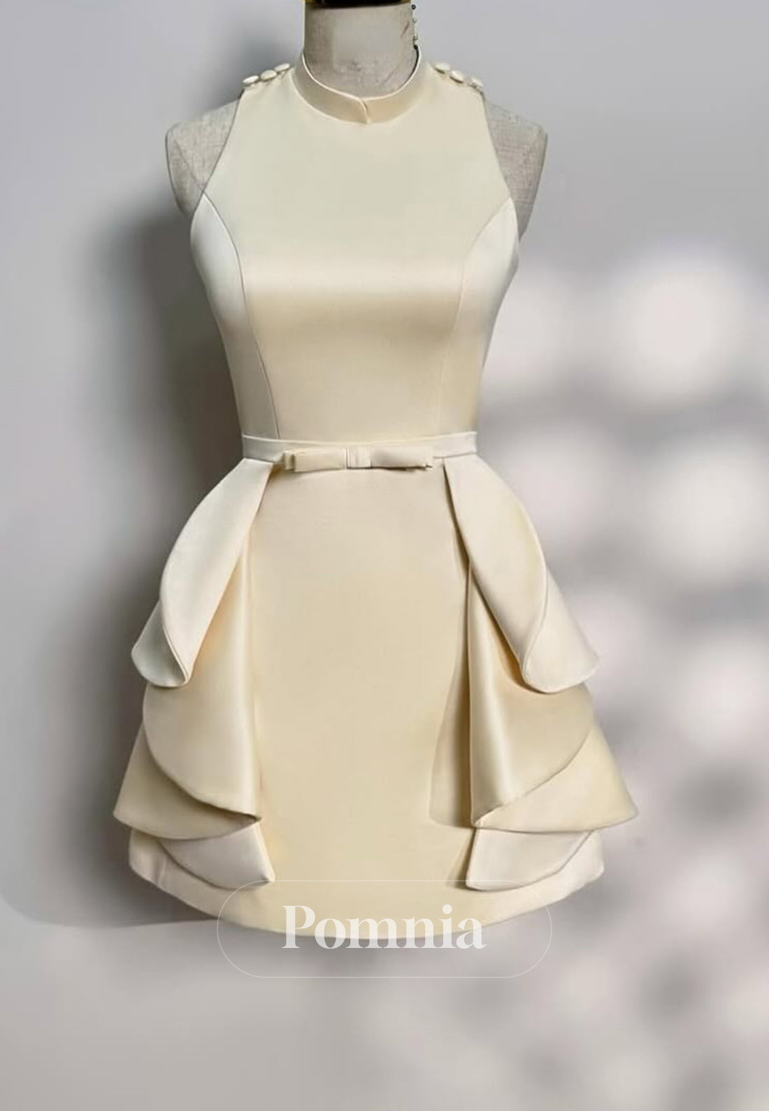 Simple Scoop Sleeveless Empire-Waist Satin Homecoming Dress