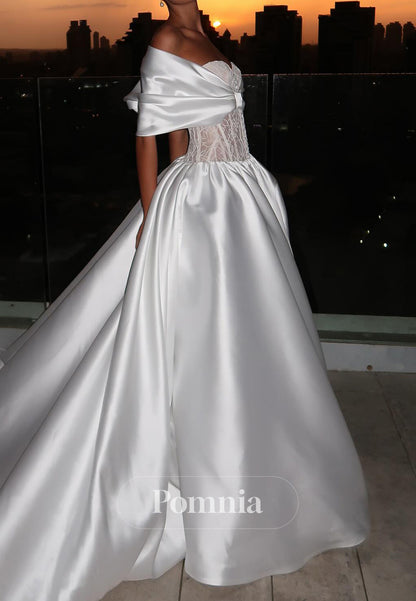 Simple Sleeveless Strapless Corset Tulle Wedding Dress