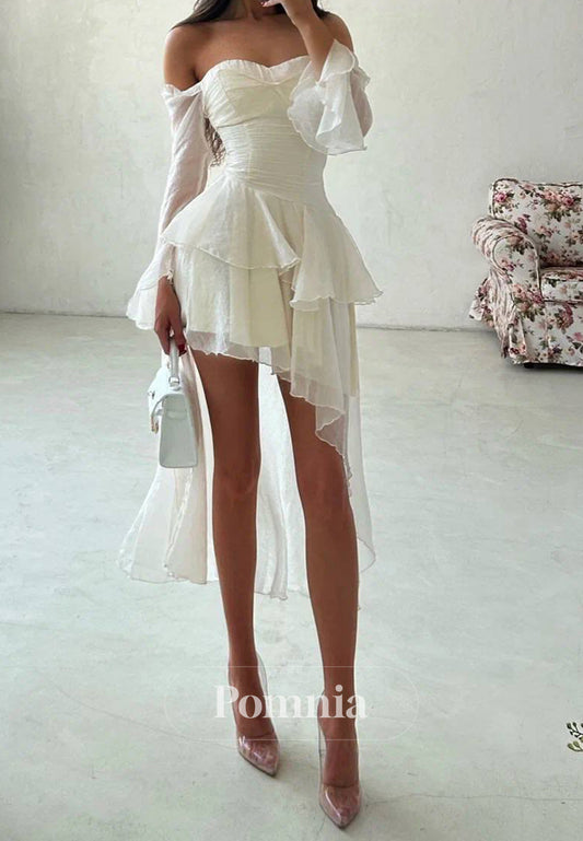 Simple Sleeveless Strapless Ruched Short Homecoming Dress