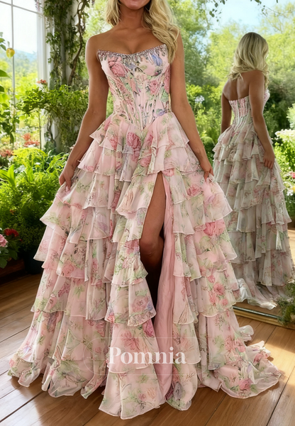 Simple Sleeveless Strapless Ruffles A-Line Prom Dress