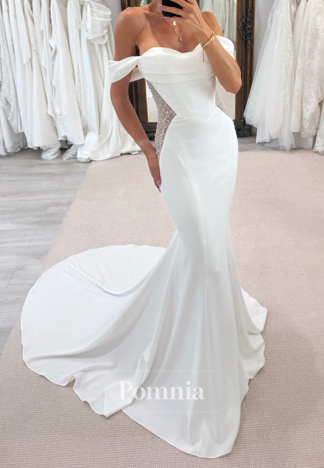 Simple Sleeveless Sweetheart Sequins Mermaid Wedding Dress