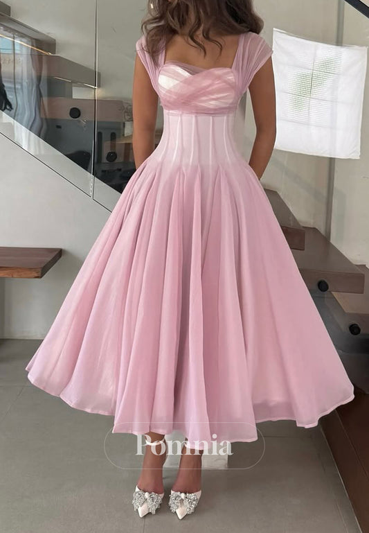 Simple Spaghetti Straps Scoop Corset A-Line Prom Dress