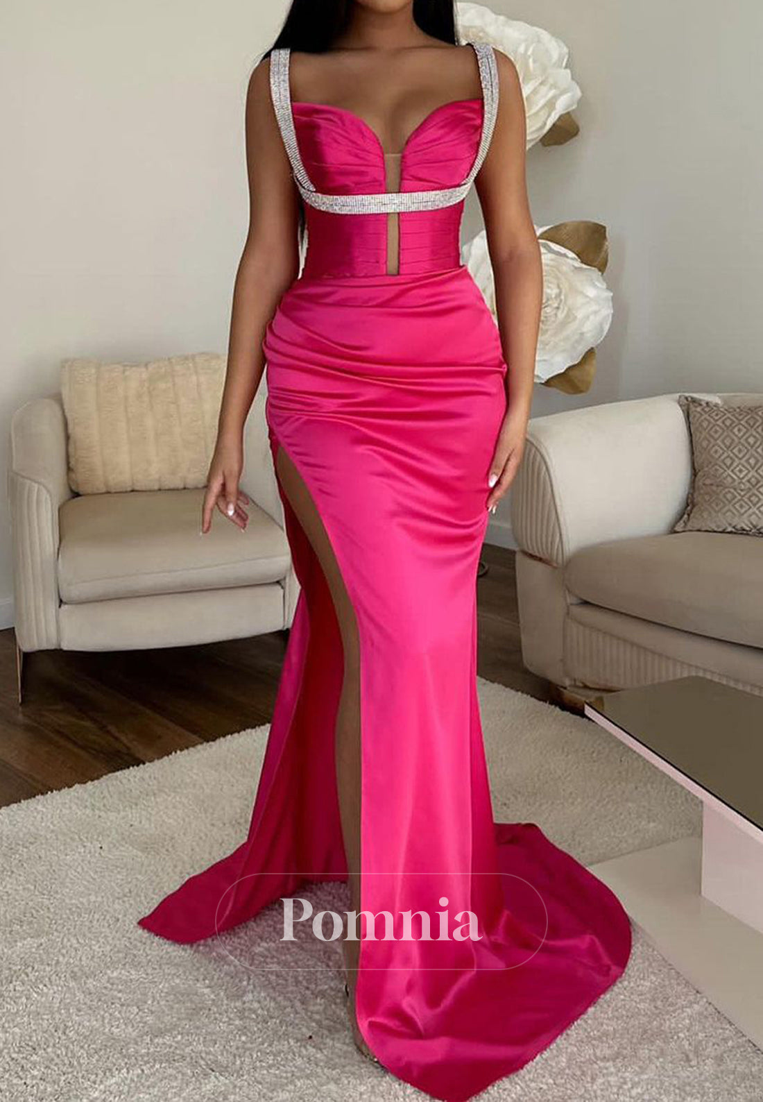 Simple Spaghetti Straps Sweetheart Corset Ruched Prom Dress