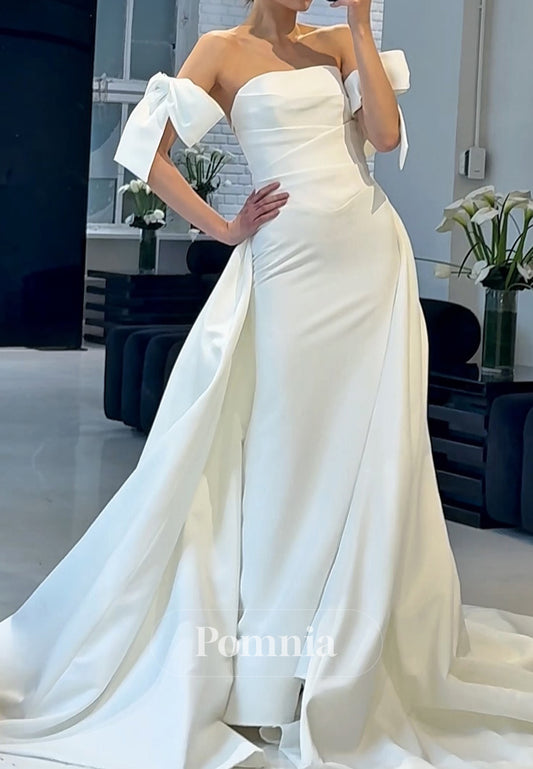 Simple Speghetti Straps Square A-Line Ruched Wedding Dress