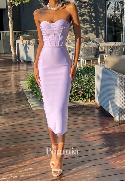 Simple Sweetheart Sleeveless Corset Sheath Prom Dress