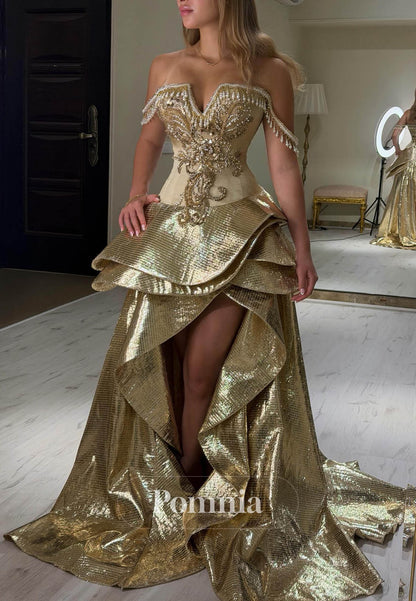 Simple Sweetheart Sleeveless Slit Prom Dress