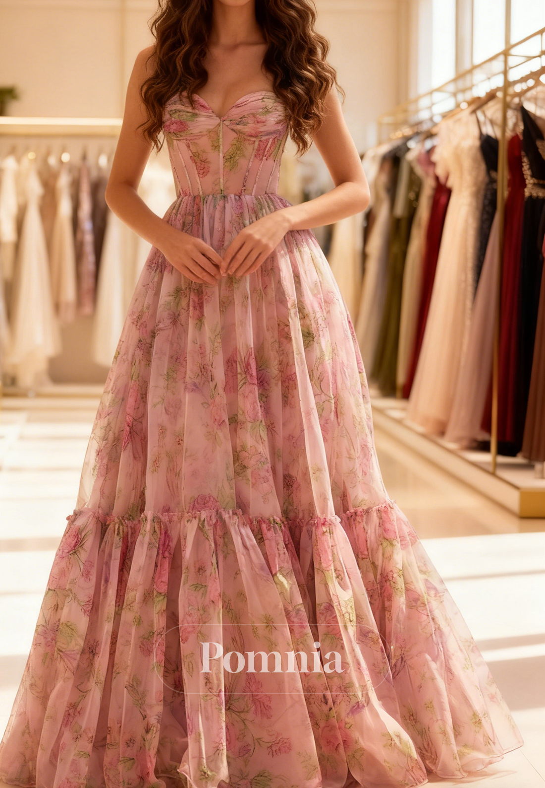 Spaghetti Straps Square Chiffon Prom Dress