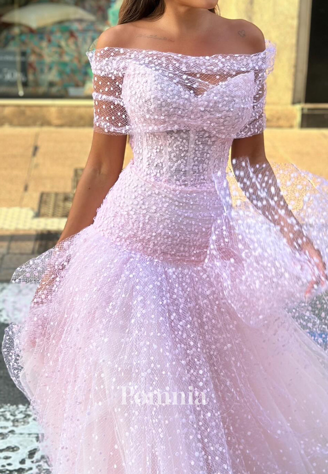 Sweetheart Strapless Pleated Tulle A-Line Midi Prom Dress