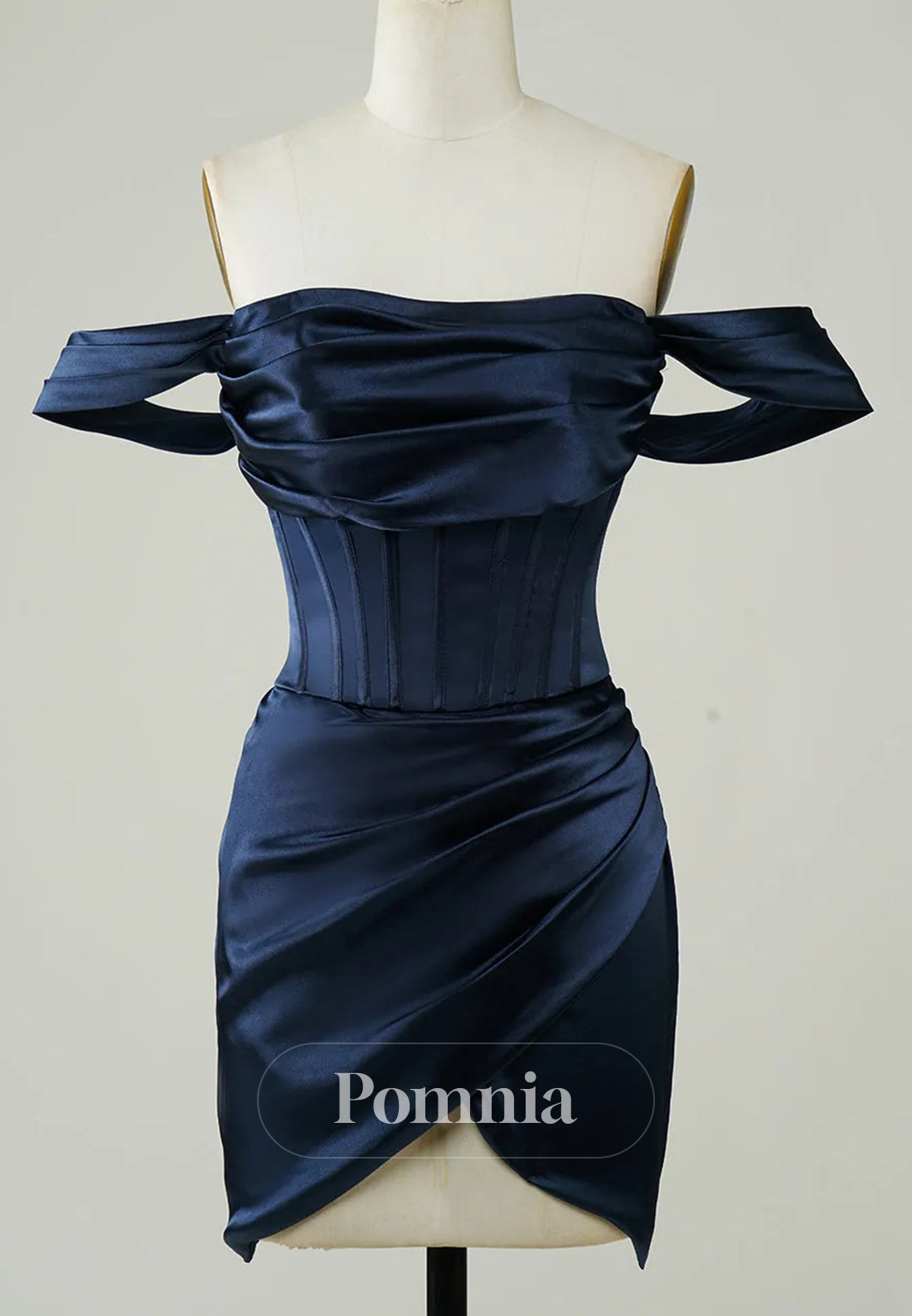 Trendy Red Satin Short Corset Ruched Asymmetrical  Homecoming Dress