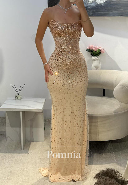 Vintage Rose Sleeveless Strapless Beads Prom Dress