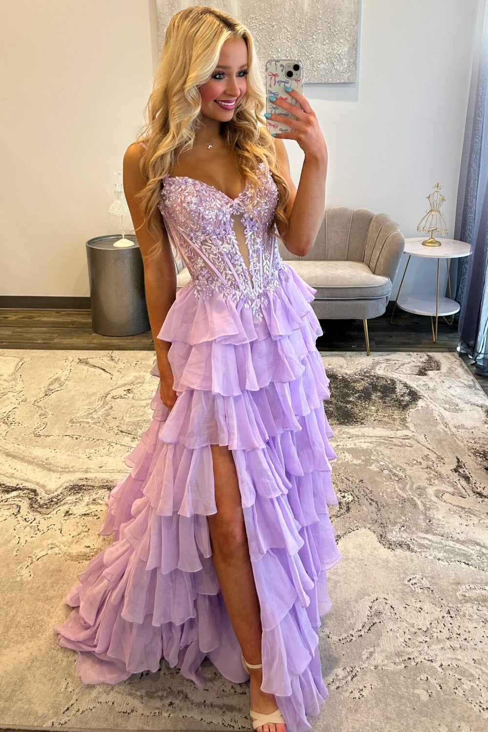 Off Shoulder A Line Corset Lace Appliqued Prom Dresses