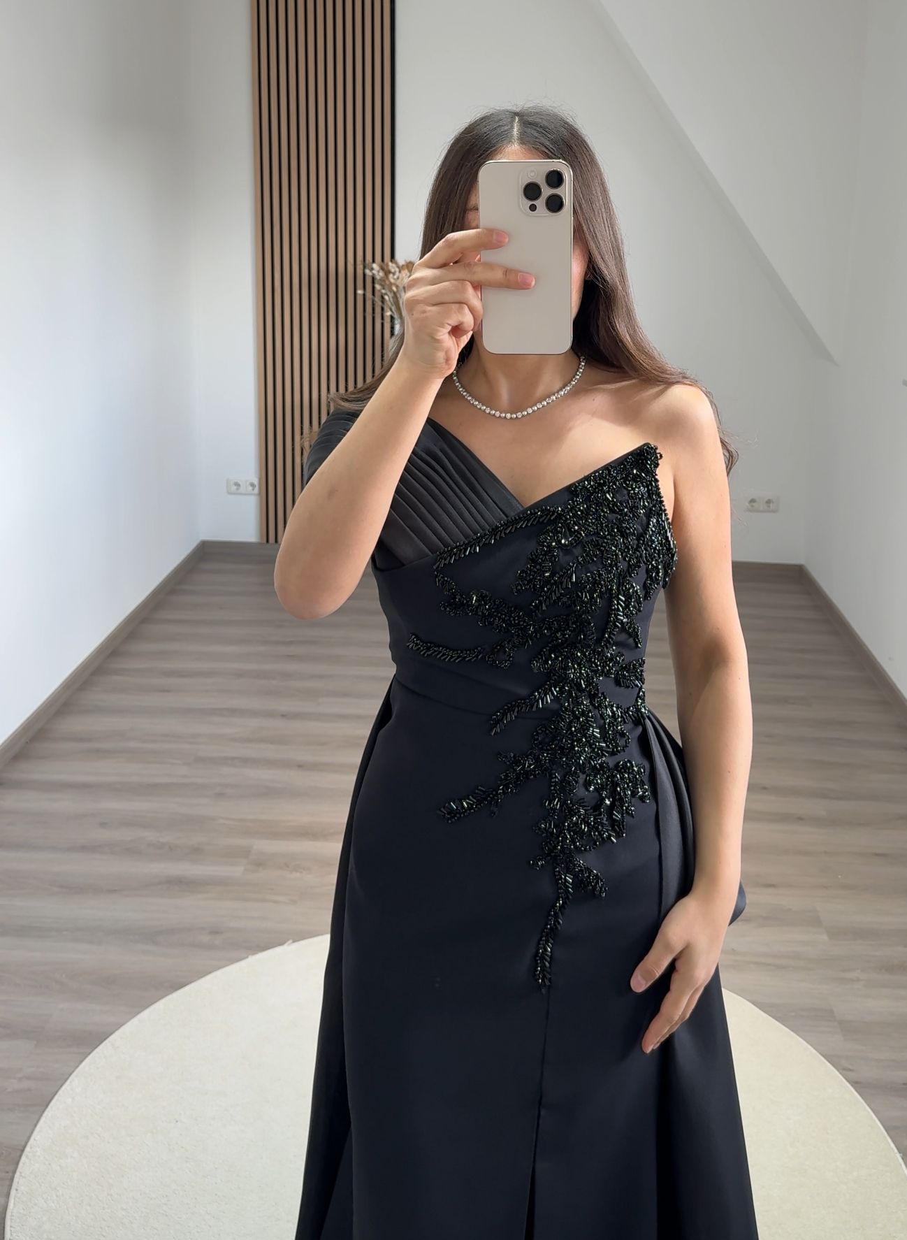 Black Sleeveless Sequins Corset Evening Dress