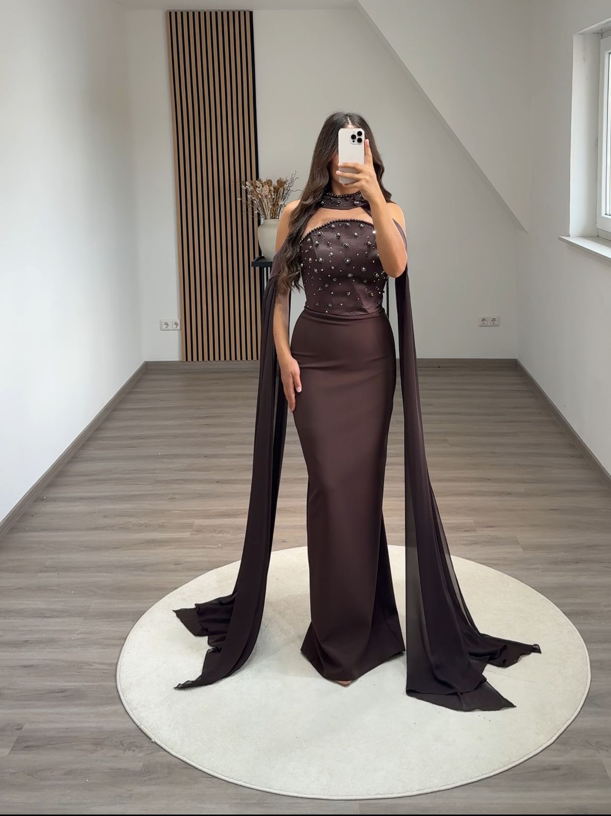 Sleeveless Beads Sweep Train Evening Dress