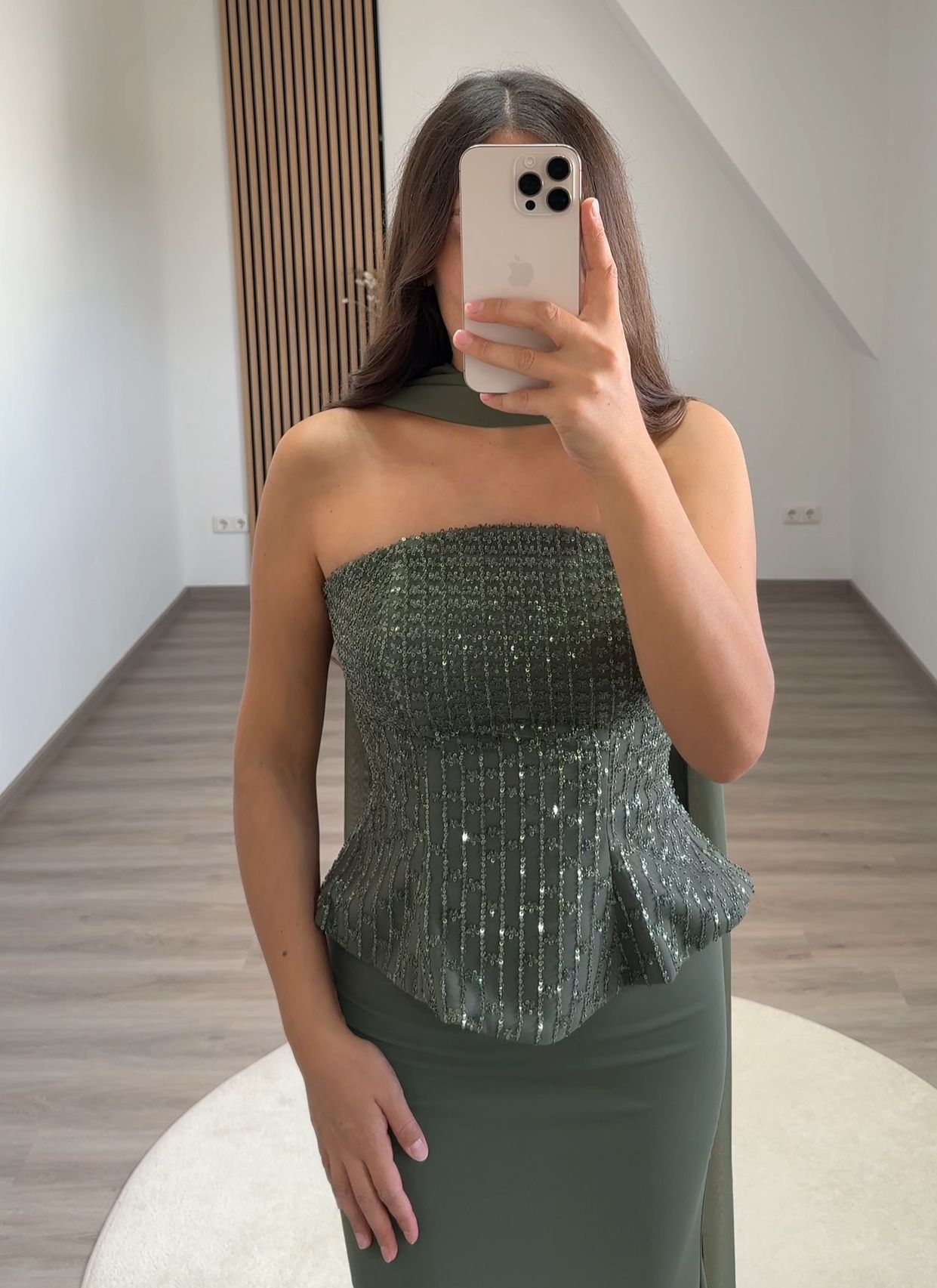 Sparkly Dark Green Corset Satin Mermaid Long Evening Dress