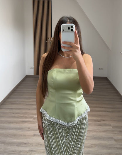 Sleeveless Square Ruched Sequins Evening Dress