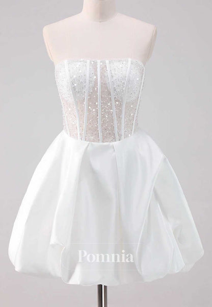 White Strapless Sleeveless Corset Short Homecoming Dress
