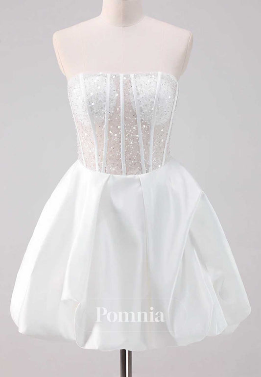 White Strapless Sleeveless Corset Short Homecoming Dress