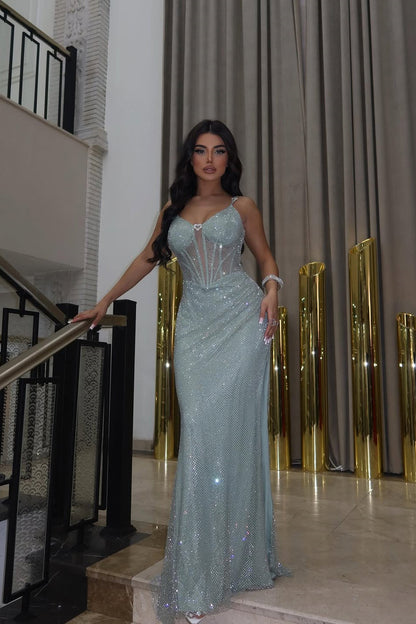 Chic Sweetheart Spaghetti-Strap Sleeveless Mermaid Prom Dress