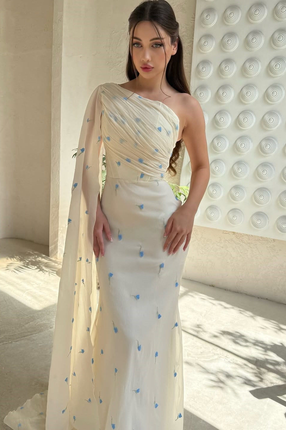 Pretty Asymmetrical One Shoulder Chiffon Mermaid Prom Dress