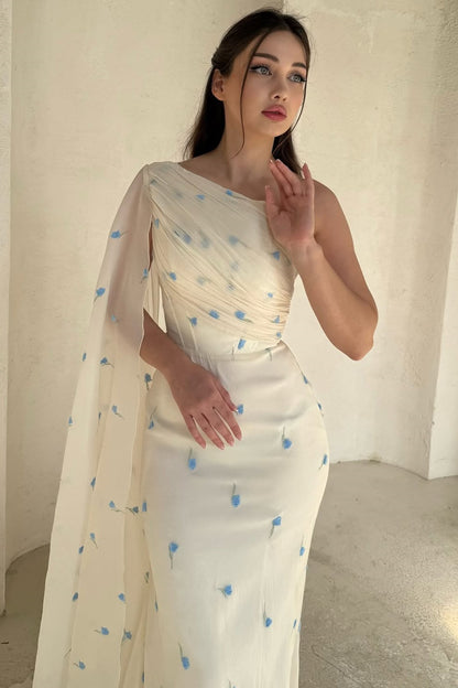 Pretty Asymmetrical One Shoulder Chiffon Mermaid Prom Dress