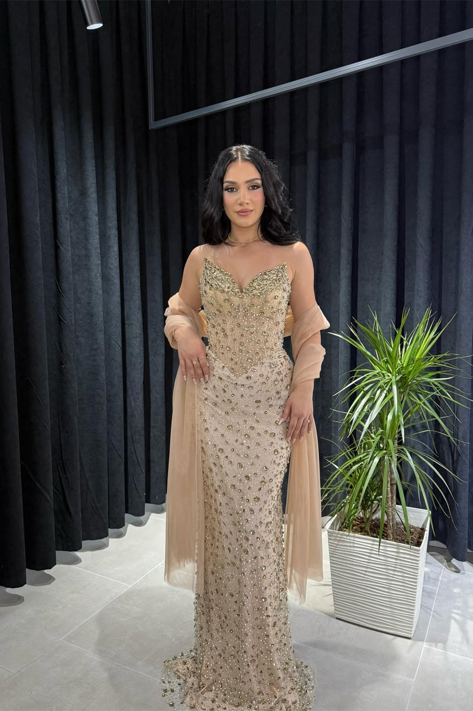 Timeless Strapless Sleeveless V-Neck Prom Dress