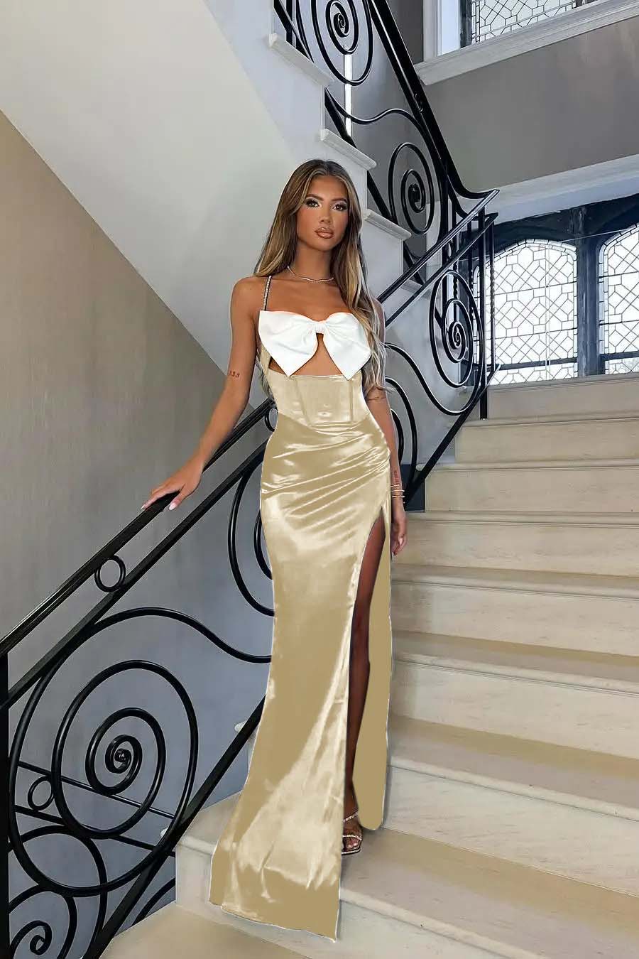 Spaghetti Strap Sleeveless Long Mermaid Prom Dress With Split
