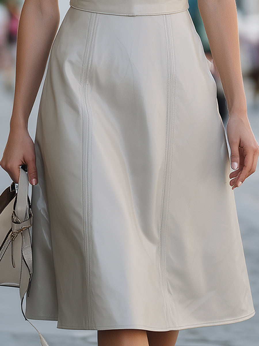 Sleeveless High-Neck Tailored Midi Dress With Waist Belt