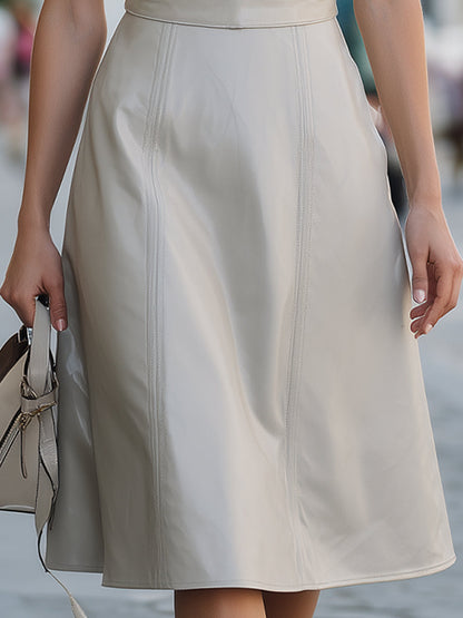Sleeveless High-Neck Tailored Midi Dress With Waist Belt