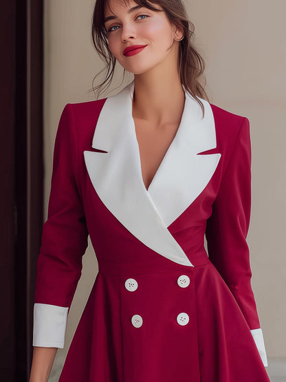 Two-Tone Tailored A-Line Blazer Mini Dress