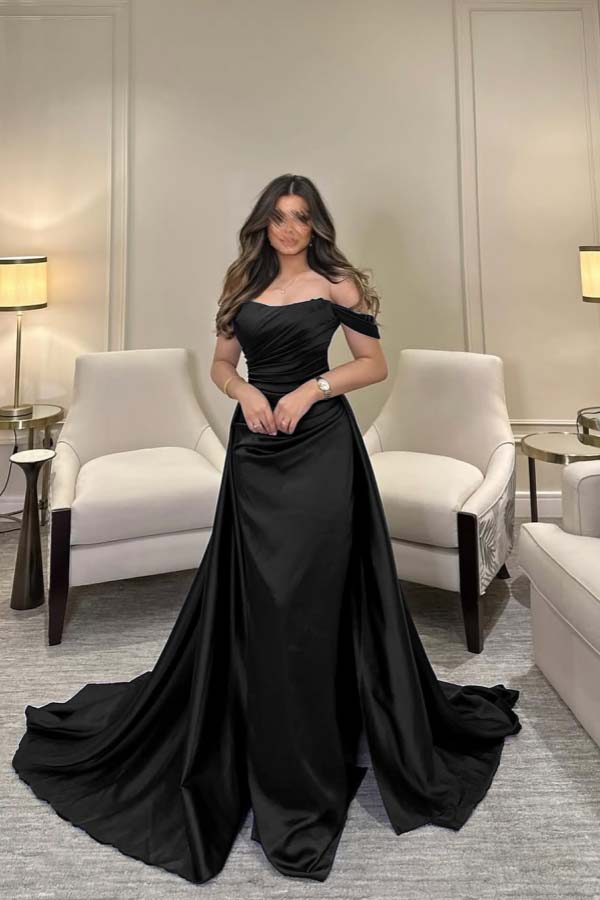 Off The Shoulder Sleeveless Long Mermaid Prom Dress With Pleated