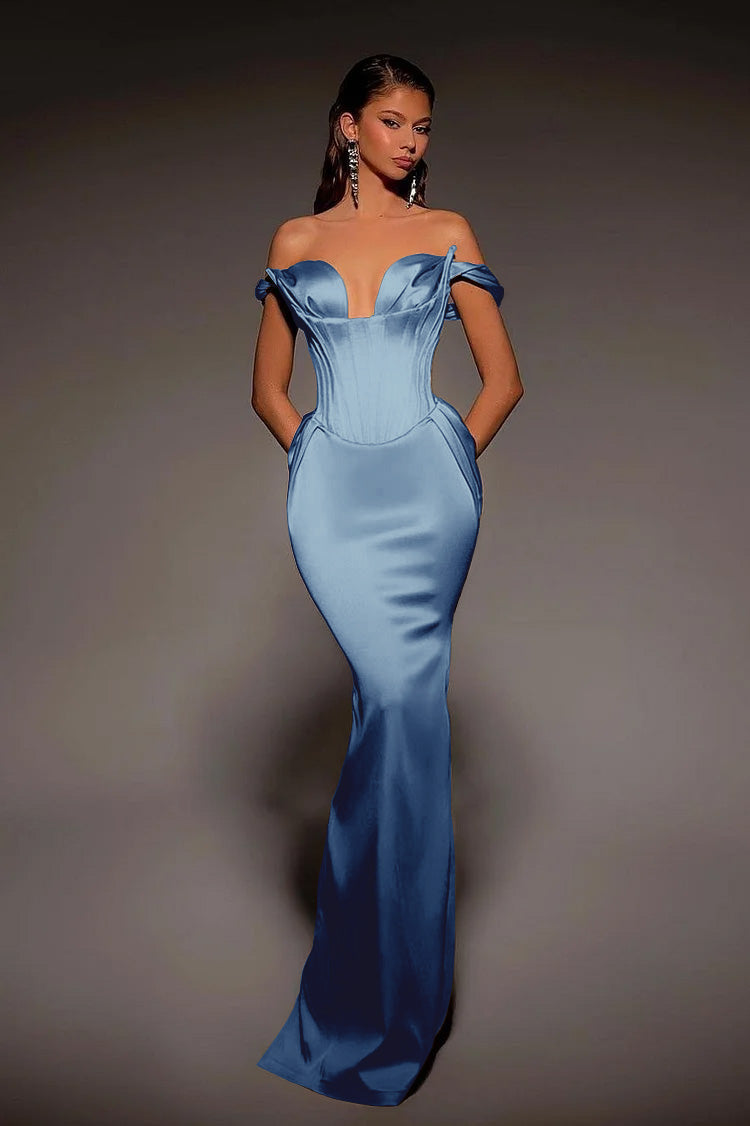 Vintage Gold Mermaid Prom Dress Off-the-Shoulder with Retro