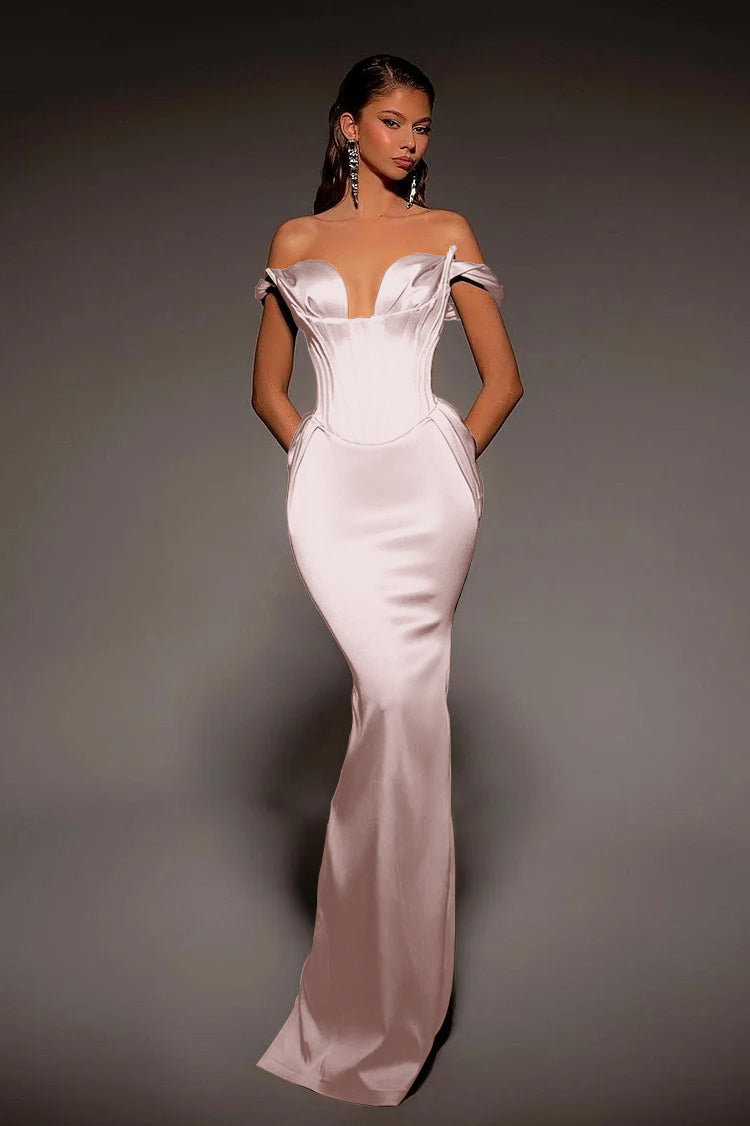 Vintage Gold Mermaid Prom Dress Off-the-Shoulder with Retro