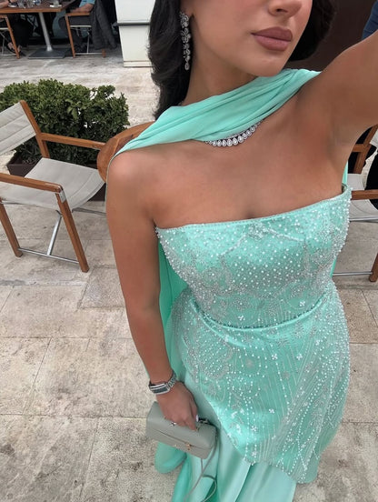 Refreshing Straps Prom Dress Mermaid A-line with Beading