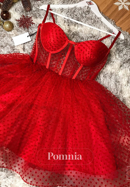 Simple Spaghetti Straps Sweetheart Corset Lace Homecoming Dress