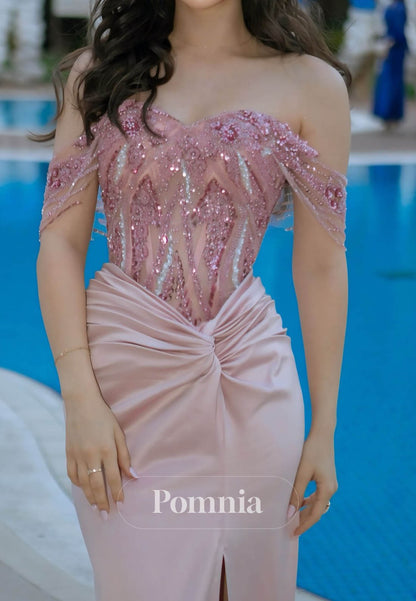 Blushing Pink Spaghetti Straps Sweetheart Ruched Prom Dress