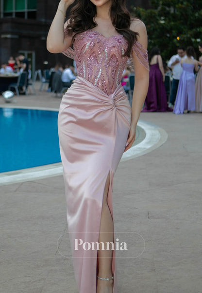 Blushing Pink Spaghetti Straps Sweetheart Ruched Prom Dress