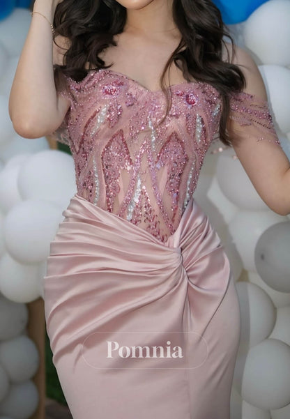 Blushing Pink Spaghetti Straps Sweetheart Ruched Prom Dress