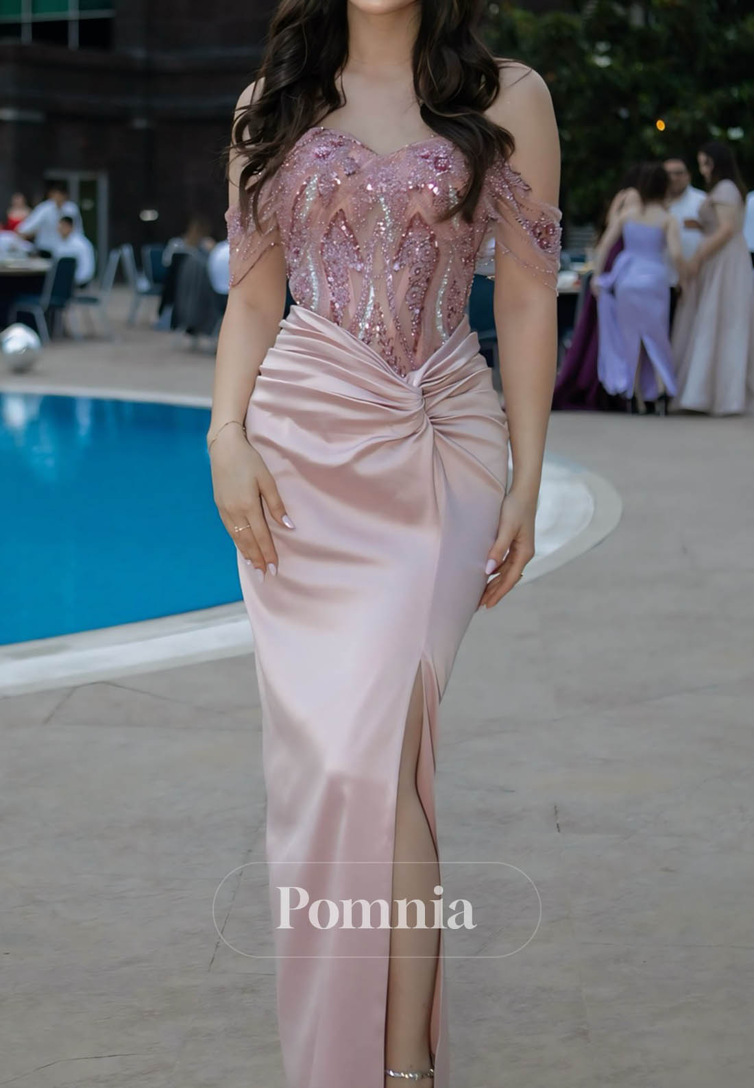 Blushing Pink Spaghetti Straps Sweetheart Ruched Prom Dress